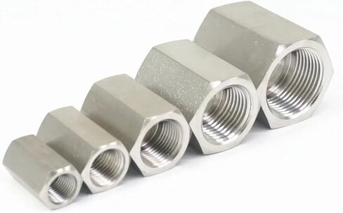 1pc 1/8" BSPP Female 304 Stainless Steel Hex Nut Rod Pipe Fitting Connector Adapter Max Pressure 600 Bar in Kuwait