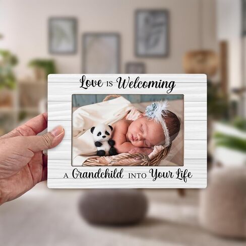 Photo Frame Gifts for New Grandparents, Picture Frame Gift for New Grandma Grandpa, Pregnancy Announcement Gifts, Ultrasound Picture Frames, Love Is Welcoming a Grandchild,4x6Inches photo(White) in Saudi Arabia