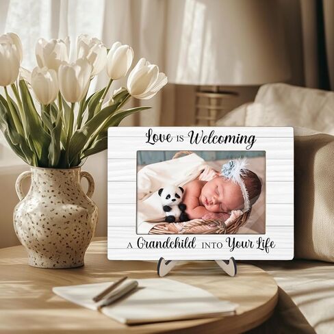 Photo Frame Gifts for New Grandparents, Picture Frame Gift for New Grandma Grandpa, Pregnancy Announcement Gifts, Ultrasound Picture Frames, Love Is Welcoming a Grandchild,4x6Inches photo(White) in Saudi Arabia