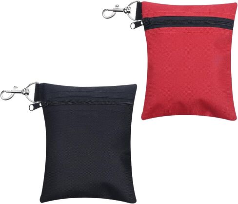 2Pcs Golf Tee Pouch Bag Small Pouch with Clip Nylon Zipper Pouches Bag for Golfs Tees Zippered Golfs Pouches Clip On Bags for Tees, Black, Red, Men Women in Kuwait