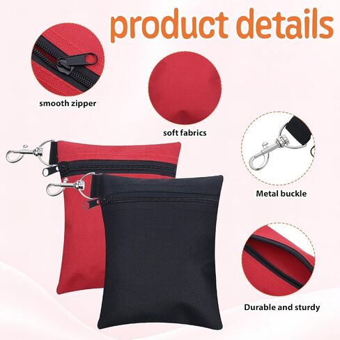 2Pcs Golf Tee Pouch Bag Small Pouch with Clip Nylon Zipper Pouches Bag for Golfs Tees Zippered Golfs Pouches Clip On Bags for Tees, Black, Red, Men Women in Kuwait
