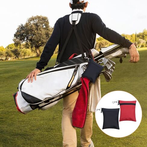 2Pcs Golf Tee Pouch Bag Small Pouch with Clip Nylon Zipper Pouches Bag for Golfs Tees Zippered Golfs Pouches Clip On Bags for Tees, Black, Red, Men Women in Kuwait
