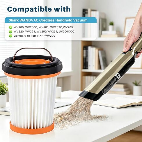 6 قطع استبدال فلتر WV201 لمكنسة Shark Wandvac ION W1 S87 اللاسلكية المحمولة، متوافقة مع مكنسة القرش المحمولة WV200، WV201، WV205، WV220، WV201BK، مقارنة بالجزء # XHFWV200 in Kuwait