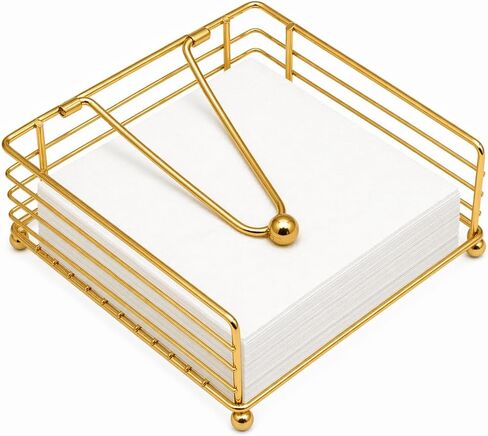 Snailhouse Napkin Holders for Table, Metal Square Farmhouse Kitchen Counter Top Dinner Cocktail Paper Napkin Holder Dispenser for Home & Outdoor, Gold in Kuwait