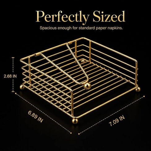 Snailhouse Napkin Holders for Table, Metal Square Farmhouse Kitchen Counter Top Dinner Cocktail Paper Napkin Holder Dispenser for Home & Outdoor, Gold in Kuwait