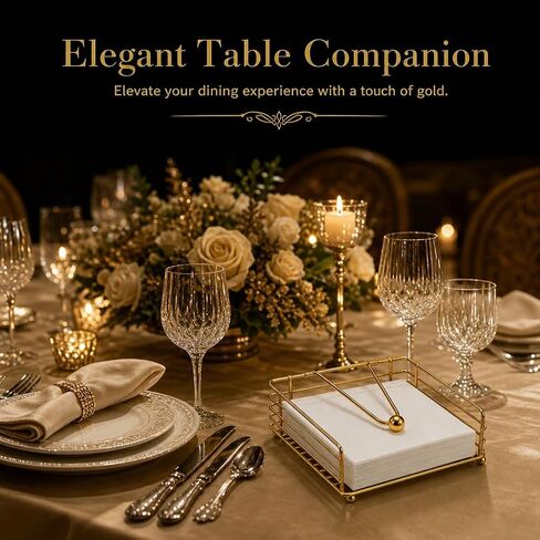 Snailhouse Napkin Holders for Table, Metal Square Farmhouse Kitchen Counter Top Dinner Cocktail Paper Napkin Holder Dispenser for Home & Outdoor, Gold in Kuwait