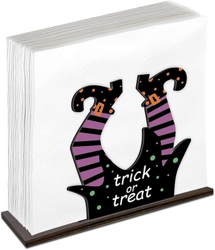 Singhaaje Halloween Napkin Holder Funny Spooky Wooden Napkin Holder Decor | Trick or Treat Paper Napkin Holder for Party Home Kitchen Dining Living Room Table Decor in Kuwait