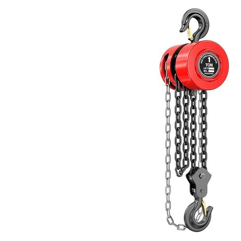 1 Ton Chain Hoist, 2200 lbs Capacity, 10FT Lift Manual Chain Block, Heavy Duty G80 Steel Chain Hoist with Dual-Pawl Brake System and Forged Steel Hooks for Garage, Warehouse Construction Use in Kuwait