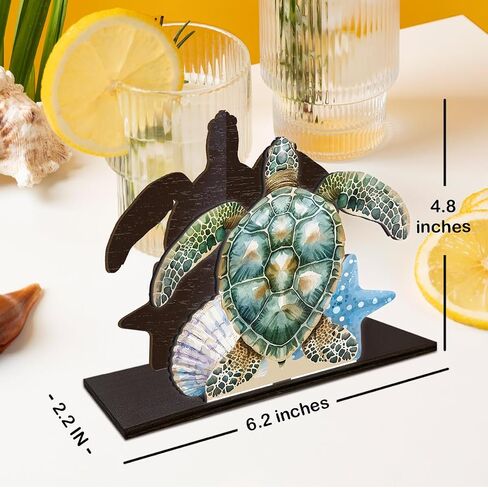 Summer Sea Turtle Napkin Holder for Table Decor Coastal Sea Turtle Wooden Napkin Holder for Coastal Beach Home Room Kitchen Dining Room Bedroom Decorations in Kuwait