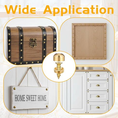 10 Sets Decorative Screws with Caps, Self Tapping Brass Upholstery Screws for Wood Furniture Mirror Cabinet Doors Wall Hangings Fixing Screw Covers Caps in Kuwait