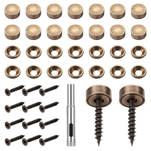 16 Sets Decorative Screws with Caps Decorative Mirror Screws Brass Screw Caps Cabinet Screw for Furniture Fixing Mirror Doors (Bronze) in Kuwait