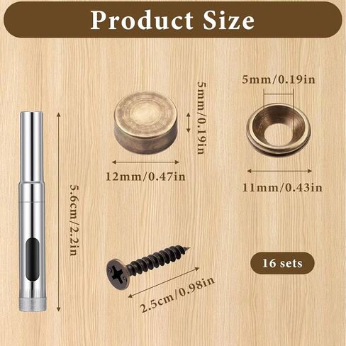 16 Sets Decorative Screws with Caps Decorative Mirror Screws Brass Screw Caps Cabinet Screw for Furniture Fixing Mirror Doors (Bronze) in Kuwait
