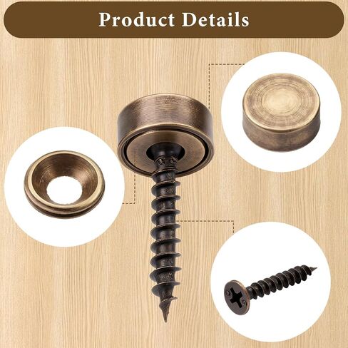 16 Sets Decorative Screws with Caps Decorative Mirror Screws Brass Screw Caps Cabinet Screw for Furniture Fixing Mirror Doors (Bronze) in Kuwait