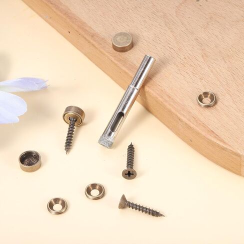 16 Sets Decorative Screws with Caps Decorative Mirror Screws Brass Screw Caps Cabinet Screw for Furniture Fixing Mirror Doors (Bronze) in Kuwait