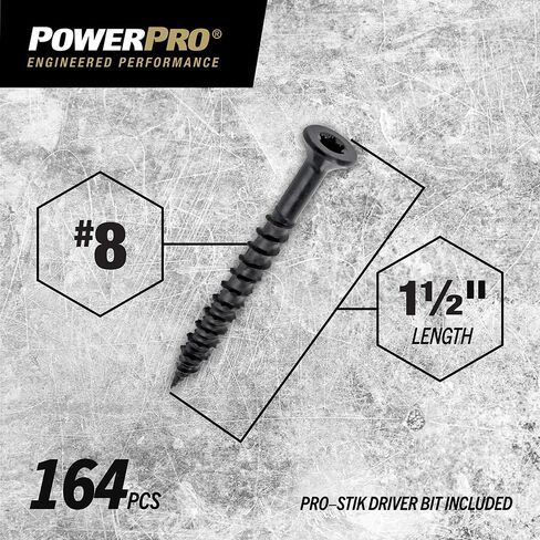 Power Pro ONE Flat Exterior Black Multi-Material Screw (#8 x 1-1/2") - 164 pc in Kuwait