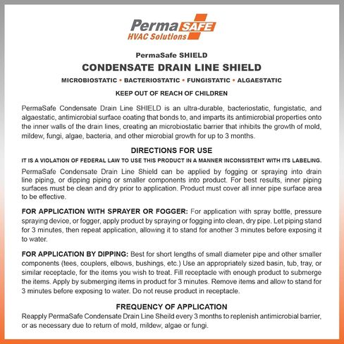PermaSafe HVAC Solutions | Free-Flow Antimicrobial Condensate Drain Line SHIELD | Keeps HVAC Drain lines flowing by keeping them free of mold, mildew, fungi, algae & other microbial growth | 8 oz. in Kuwait