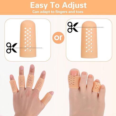 Qianyu 25 Pcs Gel Finger Cots with Air Holes, Silicone Fingertip Protectors Support Sleeves Cover Breathable Finger Cap Thumb Toe Glove for Wound Cracking Hand Eczema Arthritis Blisters Corn Calluses in Kuwait