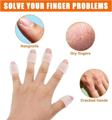 20pcs Anti Skin Picking Finger Covers, Silicone Finger Cots Bandages Reusable & Breathable Fingertip Protector Sleeves Anti-Picking Caps Protective Gloves for Cracked Fingers & Hangnails in Kuwait