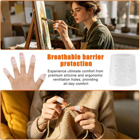 20pcs Anti Skin Picking Finger Covers, Silicone Finger Cots Bandages Reusable & Breathable Fingertip Protector Sleeves Anti-Picking Caps Protective Gloves for Cracked Fingers & Hangnails in Kuwait