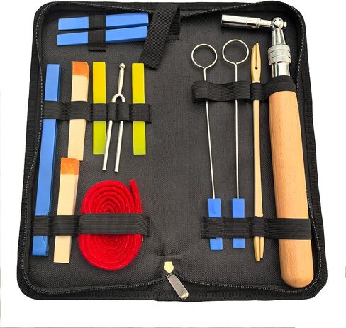 Professional Piano Tuning Kit, 14 Piece Piano Maintenance Tool Set with Tuning Wrench, Mutes, Felt Strips, and Carrying Case in Kuwait