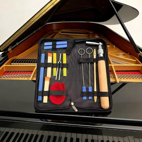 Professional Piano Tuning Kit, 14 Piece Piano Maintenance Tool Set with Tuning Wrench, Mutes, Felt Strips, and Carrying Case in Kuwait