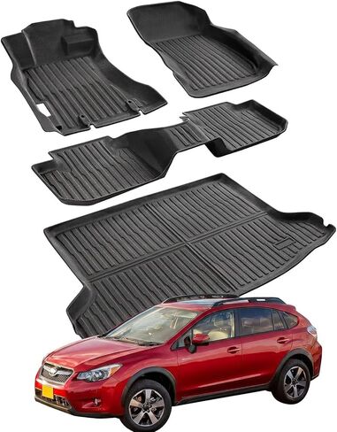 سجادات أرضية وبطانة شحن لسيارة Subaru Crosstrek 2016-2017، لسيارة XV Crosstrek 2013 2014 2015، مخصصة لإكسسوارات السيارة Impreza 2012-2016، سجادة TPE لجميع الأحوال الجوية 4 قطع in Kuwait