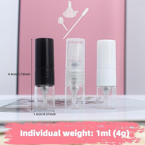 Atomizer Bottle 20pcs 1ML Portable Glass Perfume Spray Refillable Bottle Direct Pumping Sample Dispenser Fine Spray Press Empty Bottles Refillable (Color : Black, Size : GLASS_20PCS) in Saudi Arabia