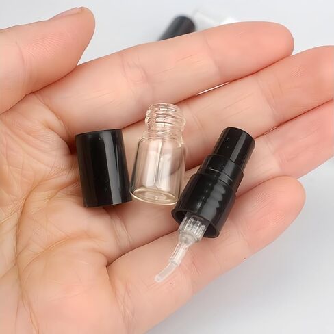 Atomizer Bottle 20pcs 1ML Portable Glass Perfume Spray Refillable Bottle Direct Pumping Sample Dispenser Fine Spray Press Empty Bottles Refillable (Color : Black, Size : GLASS_20PCS) in Saudi Arabia