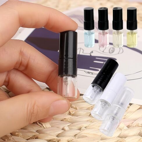 Atomizer Bottle 20pcs 1ML Portable Glass Perfume Spray Refillable Bottle Direct Pumping Sample Dispenser Fine Spray Press Empty Bottles Refillable (Color : Black, Size : GLASS_20PCS) in Saudi Arabia