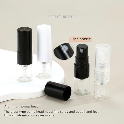 Atomizer Bottle 20pcs 1ML Portable Glass Perfume Spray Refillable Bottle Direct Pumping Sample Dispenser Fine Spray Press Empty Bottles Refillable (Color : Black, Size : GLASS_20PCS) in Saudi Arabia