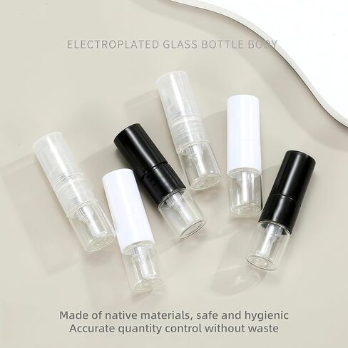 Atomizer Bottle 20pcs 1ML Portable Glass Perfume Spray Refillable Bottle Direct Pumping Sample Dispenser Fine Spray Press Empty Bottles Refillable (Color : Black, Size : GLASS_20PCS) in Saudi Arabia