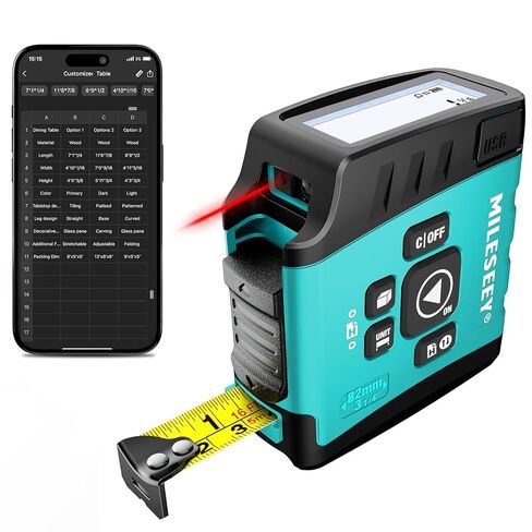 شريط قياس ليزر رقمي MiLESEEY DT20، أداة قياس ليزر بطول 130 قدمًا، شريط قياس رقمي سهل القراءة بطول 16 قدمًا، شفرة قفل يدوية قابلة للسحب، أداة قياس قابلة لإعادة الشحن، المنطقة/الحجم/فيثاغورس in Kuwait