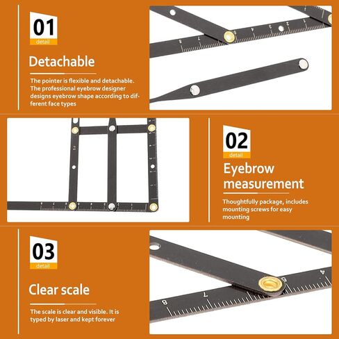 PartyKindom Stainless Steel Eyebrow Ruler Three-point Positioning Tool for Precise Eyebrow Measurement and Design Lightweight and Easy to Carry in Kuwait