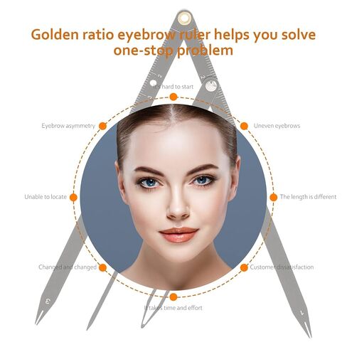 PartyKindom Stainless Steel Eyebrow Ruler Three-point Positioning Tool for Precise Eyebrow Measurement and Design Lightweight and Easy to Carry in Kuwait