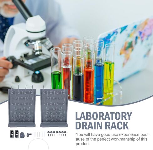 Garneck 2pcs Black Pp Test Tube Drying Rack with 27 Pegs, Laboratory Plastic Drip Rack for Test Tube Stand and Glassware Drainage, Suitable for Lab and Scientific Use in Kuwait