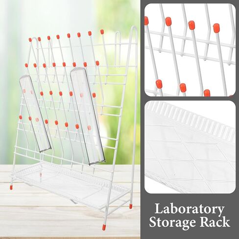 Laboratory Beaker Drying Rack 32-peg Wire Draining Holder for Lab Glassware and Test Tubes, Plastic-Coated Drip Rack Suitable for Scientific Bottle and Tube Drying in Kuwait
