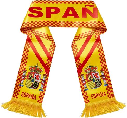 Spain Flag Scarf for Soccer Football Fans, Patriotic Spanish Spirit Team Supporter Wrap for Game Day, Lightweight Polyester Apparel for Stadium Events, Parades & Festivals, 65" x 6" in Kuwait