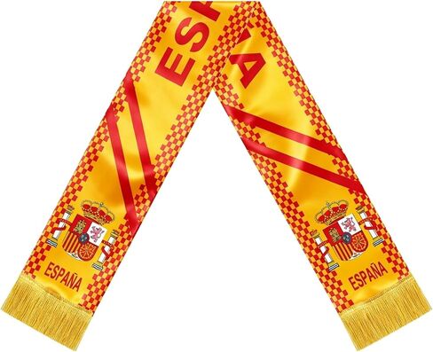 Spain Flag Scarf for Soccer Football Fans, Patriotic Spanish Spirit Team Supporter Wrap for Game Day, Lightweight Polyester Apparel for Stadium Events, Parades & Festivals, 65" x 6" in Kuwait