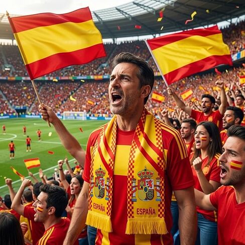 Spain Flag Scarf for Soccer Football Fans, Patriotic Spanish Spirit Team Supporter Wrap for Game Day, Lightweight Polyester Apparel for Stadium Events, Parades & Festivals, 65" x 6" in Kuwait