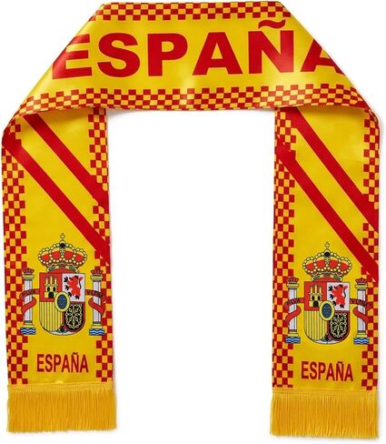Spain Flag Scarf for Soccer Football Fans, Patriotic Spanish Spirit Team Supporter Wrap for Game Day, Lightweight Polyester Apparel for Stadium Events, Parades & Festivals, 65" x 6" in Kuwait