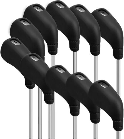 PGM Golf Club Covers, 10pcs Protective Washable Golf Iron Head Covers Set with Number Opening, Easy On and Off, Fits Right Handed Brands in Kuwait