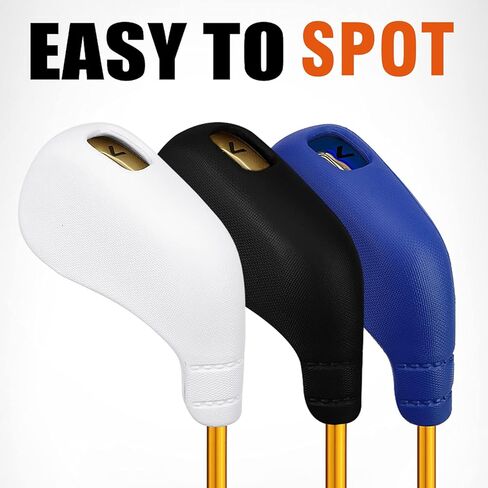PGM Golf Club Covers, 10pcs Protective Washable Golf Iron Head Covers Set with Number Opening, Easy On and Off, Fits Right Handed Brands in Kuwait