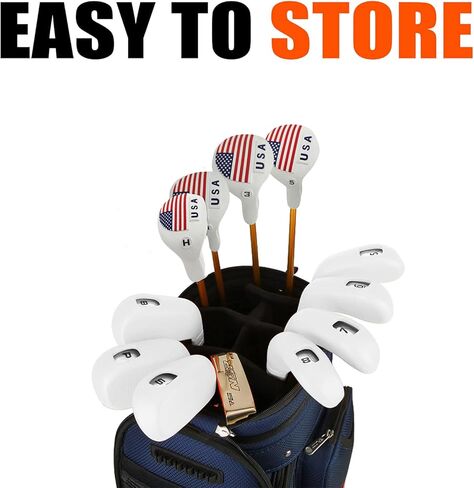 PGM Golf Club Covers, 10pcs Protective Washable Golf Iron Head Covers Set with Number Opening, Easy On and Off, Fits Right Handed Brands in Kuwait