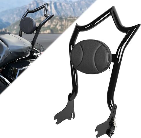مسند ظهر للركاب الخلفي للدراجة النارية من AUFER مع مشابك مزالج دوارة مغلقة متوافقة مع Harley Touring Road King Electra Glide Street Glide Road Glide 1997-2008 مسند ظهر Sissy Bar | مسند ظهر Sissy Bar أنيق ممتاز، سريع التركيب وسهل إعادة الاستخدام in Kuwait