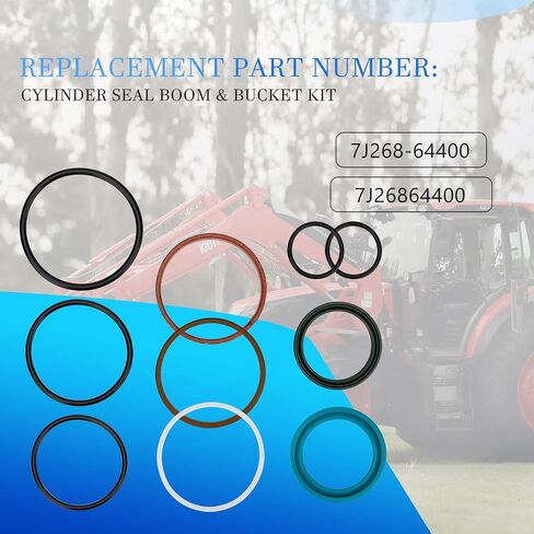 7J268-64400 طقم ذراع الرافعة والدلو المتوافق مع اللودر الأمامي Kubota L39، L4330DT، L4630DT، L5030GST، LA853، TL1000، طقم إعادة بناء أسطوانة ذراع الرافعة والدلو OEM # 7J26864400 in Kuwait