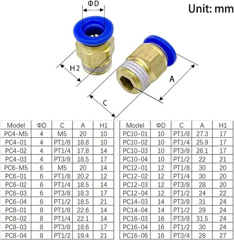 PD/PX Type Air Hose Rapidities Pipe Brass Fittings Pneumatic Connector 10Pcs(8-04,PX) in Kuwait