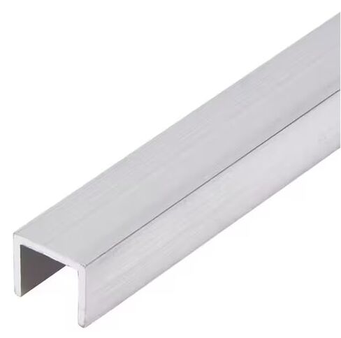 6063 Aluminum U-Channel, 2 in Base Width x 1 in Leg Height x 8 Ft Long, 0.125 in Thick - Mill Finish Structural Channel Stock in Kuwait