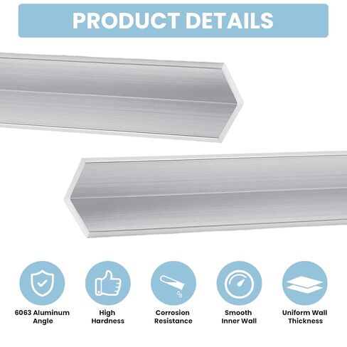 4Pcs Aluminum Angle Stock 6063-12" Long x 3/4" Wide x 1/8" Thick | 90 Degree Angled Aluminum for Extrusion Structural & Architectural, Frames, Railings, Corner Guards, DIY Projects in Kuwait