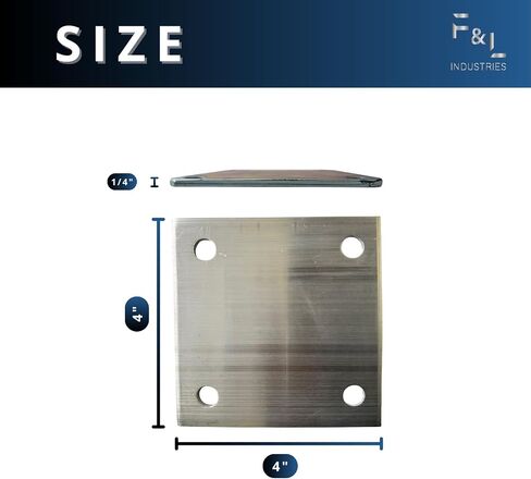 F&L 6061 T6 لوحة قاعدة Aluninum - لوحة قاعدة معدنية مربعة قابلة للحام مع (4) فتحات .5 بوصة - لوحة تثبيت شديدة التحمل لحامل التيار المتردد والبناء والأشغال اليدوية - (5 بوصة × 5 بوصة) - سمك 0.25 بوصة in Kuwait