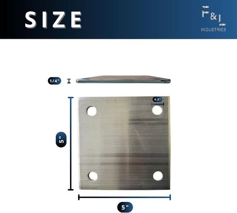 F&L 6061 T6 لوحة قاعدة Aluninum - لوحة قاعدة معدنية مربعة قابلة للحام مع (4) فتحات .5 بوصة - لوحة تثبيت شديدة التحمل لحامل التيار المتردد والبناء والأشغال اليدوية - (5 بوصة × 5 بوصة) - سمك 0.25 بوصة in Kuwait